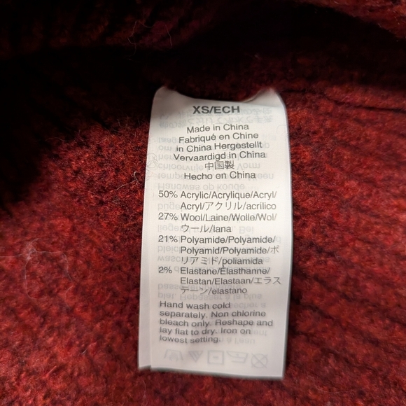 Madewell Peplum Pullover Knit Sweater Women's XS Heather Noir Burgundy Wool - Picture 8 of 9